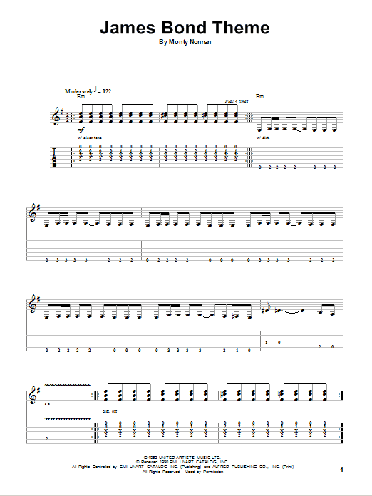 The Ventures James Bond Theme Sheet Music Notes & Chords for Guitar Tab Play-Along - Download or Print PDF