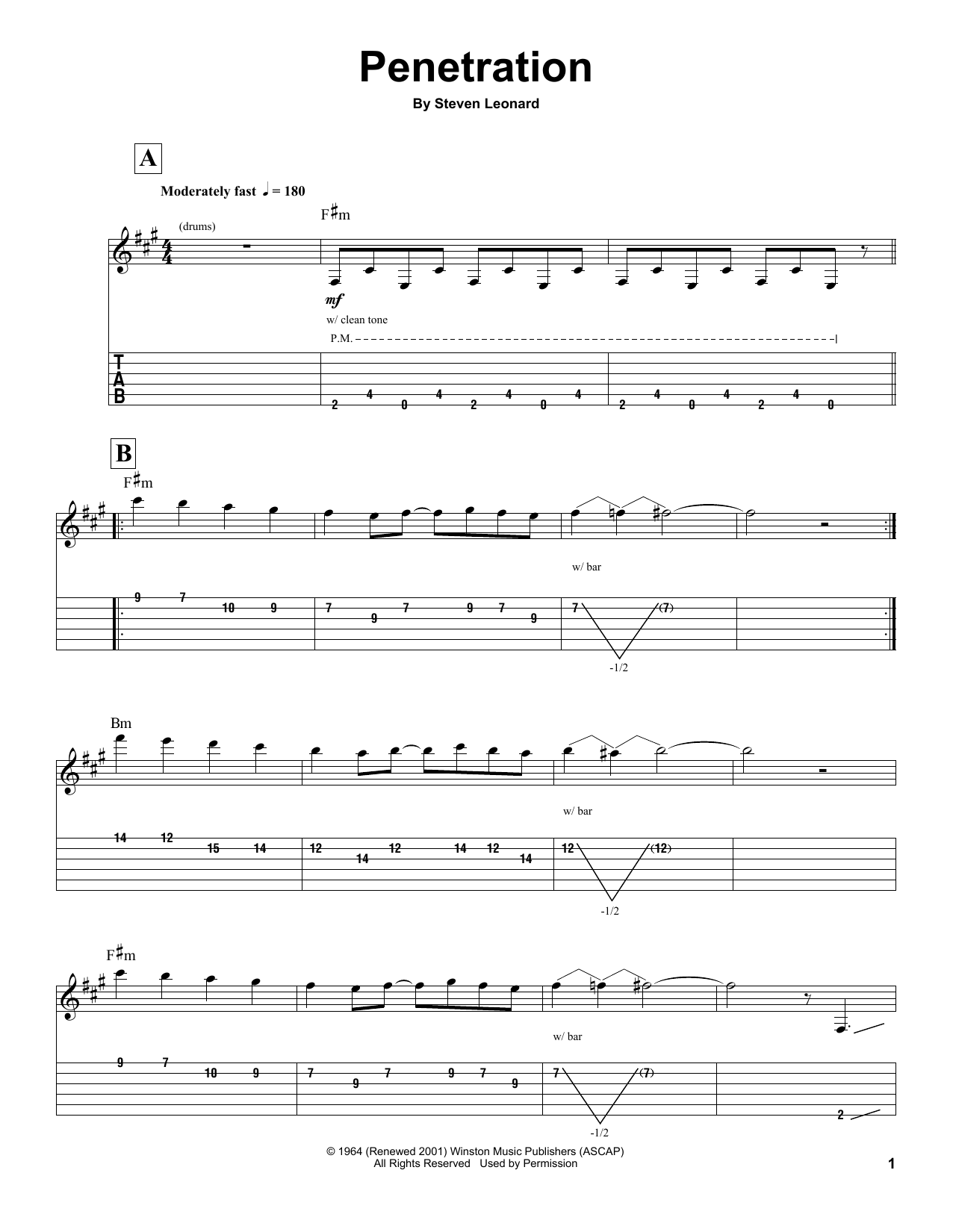 The Ventures Penetration Sheet Music Notes & Chords for Guitar Tab Play-Along - Download or Print PDF