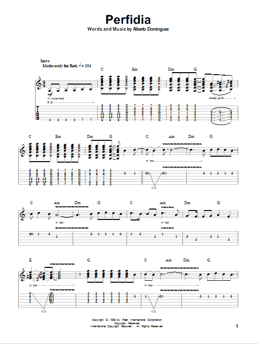 The Ventures Perfidia Sheet Music Notes & Chords for Ukulele Ensemble - Download or Print PDF