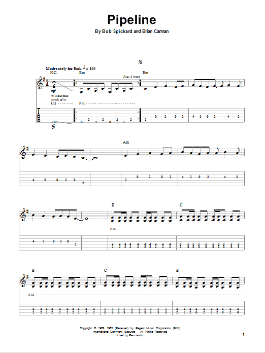 The Ventures Pipeline Sheet Music Notes & Chords for Guitar Ensemble - Download or Print PDF