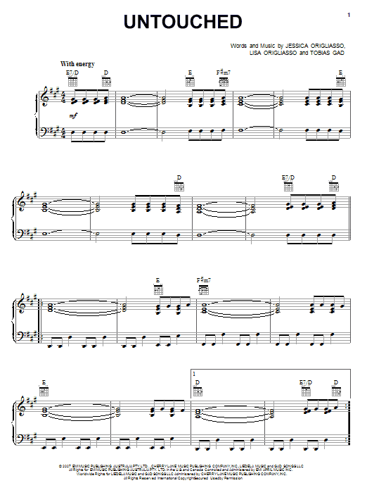 The Veronicas Untouched Sheet Music Notes & Chords for Piano, Vocal & Guitar (Right-Hand Melody) - Download or Print PDF
