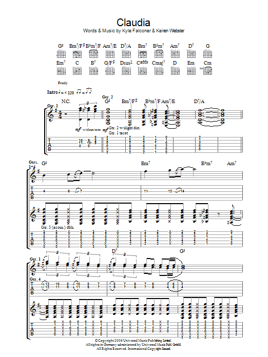 The View Claudia Sheet Music Notes & Chords for Guitar Tab - Download or Print PDF