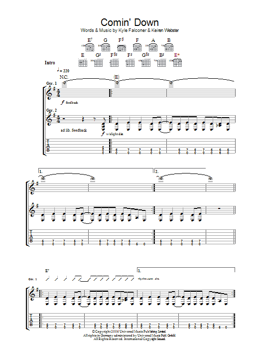 The View Comin' Down Sheet Music Notes & Chords for Guitar Tab - Download or Print PDF