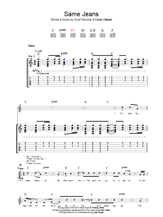 The View Same Jeans Sheet Music Notes & Chords for Guitar Tab - Download or Print PDF