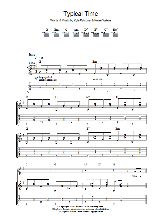 The View Typical Time Sheet Music Notes & Chords for Guitar Tab - Download or Print PDF