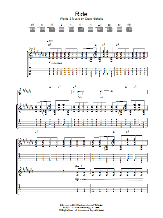 The Vines Ride Sheet Music Notes & Chords for Guitar Tab - Download or Print PDF