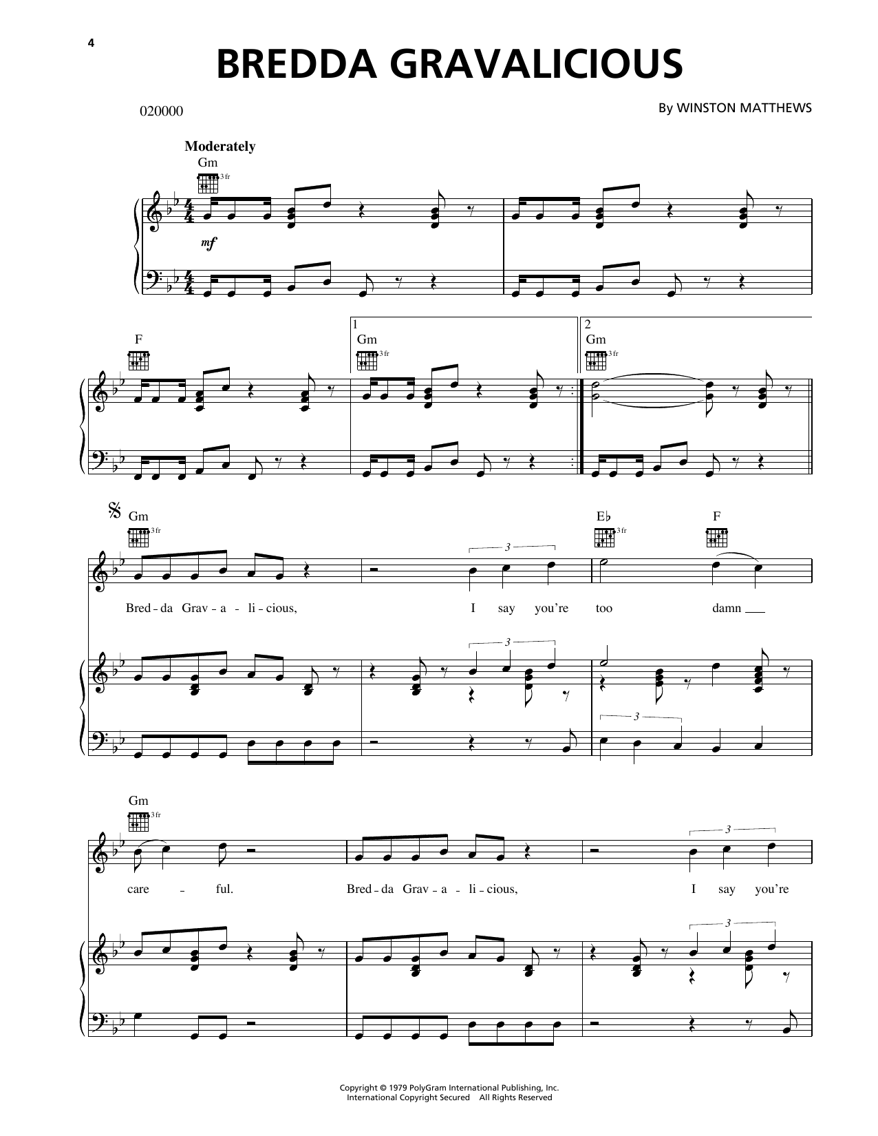 The Wailing Souls Bredda Gravalicious Sheet Music Notes & Chords for Piano, Vocal & Guitar Chords (Right-Hand Melody) - Download or Print PDF