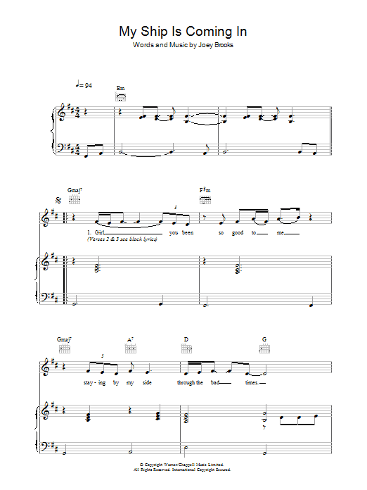 The Walker Brothers My Ship Is Comin' In Sheet Music Notes & Chords for Piano, Vocal & Guitar - Download or Print PDF