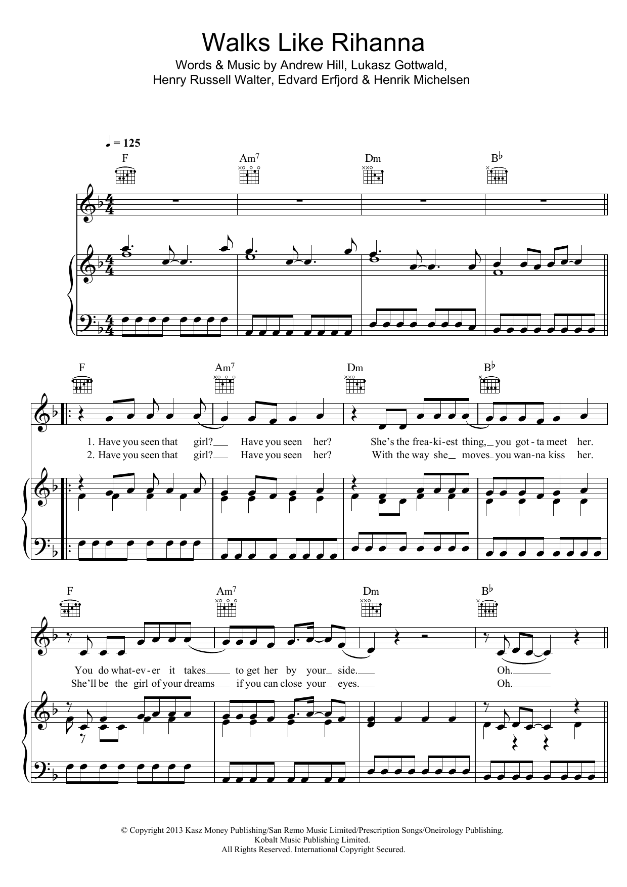 The Wanted Walks Like Rihanna Sheet Music Notes & Chords for Violin - Download or Print PDF