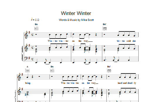 The Waterboys Winter Winter Sheet Music Notes & Chords for Piano, Vocal & Guitar (Right-Hand Melody) - Download or Print PDF