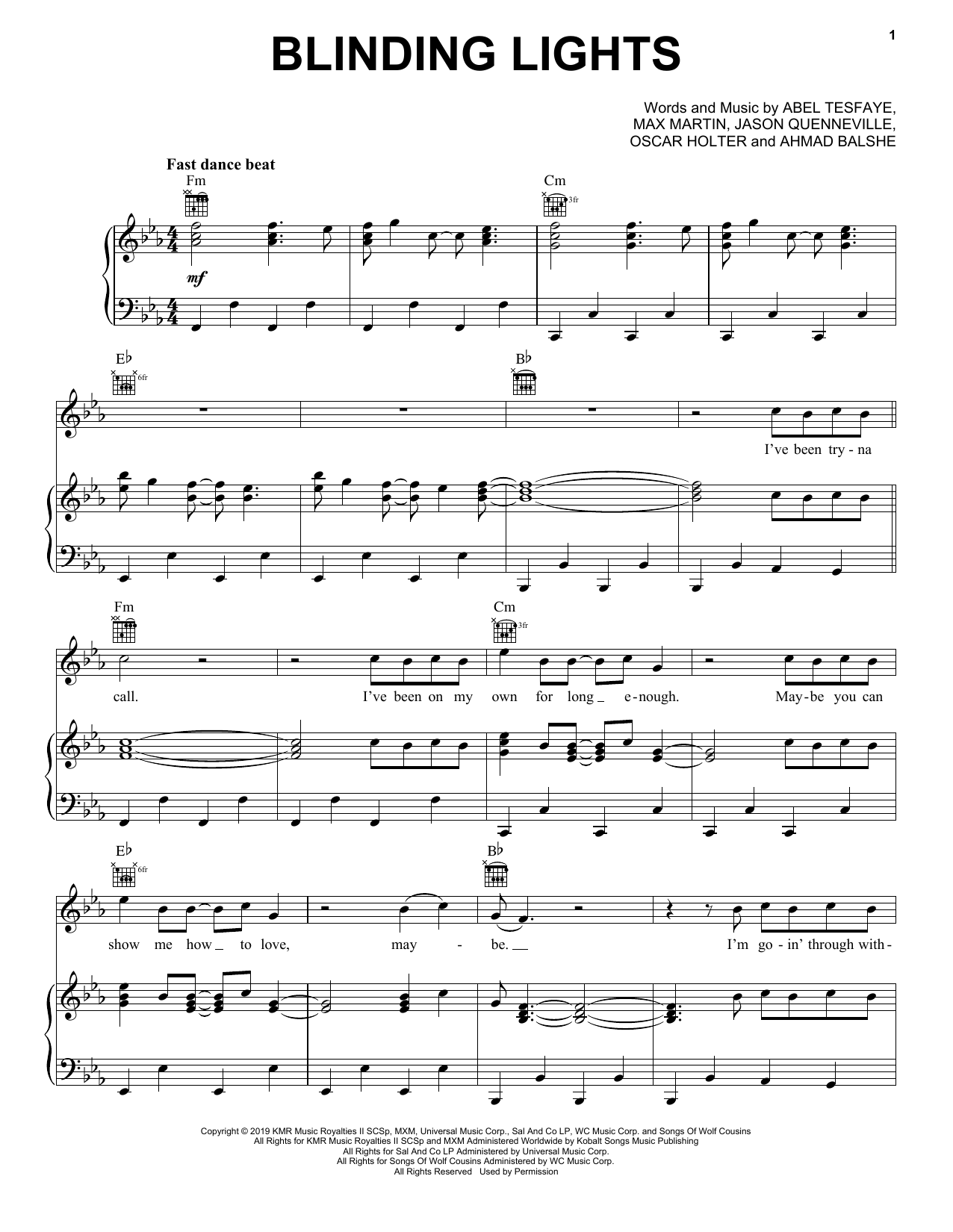 The Weeknd Blinding Lights Sheet Music Notes & Chords for Big Note Piano - Download or Print PDF