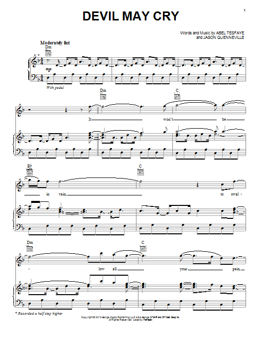 The Weeknd Devil May Cry Sheet Music Notes & Chords for Piano, Vocal & Guitar (Right-Hand Melody) - Download or Print PDF