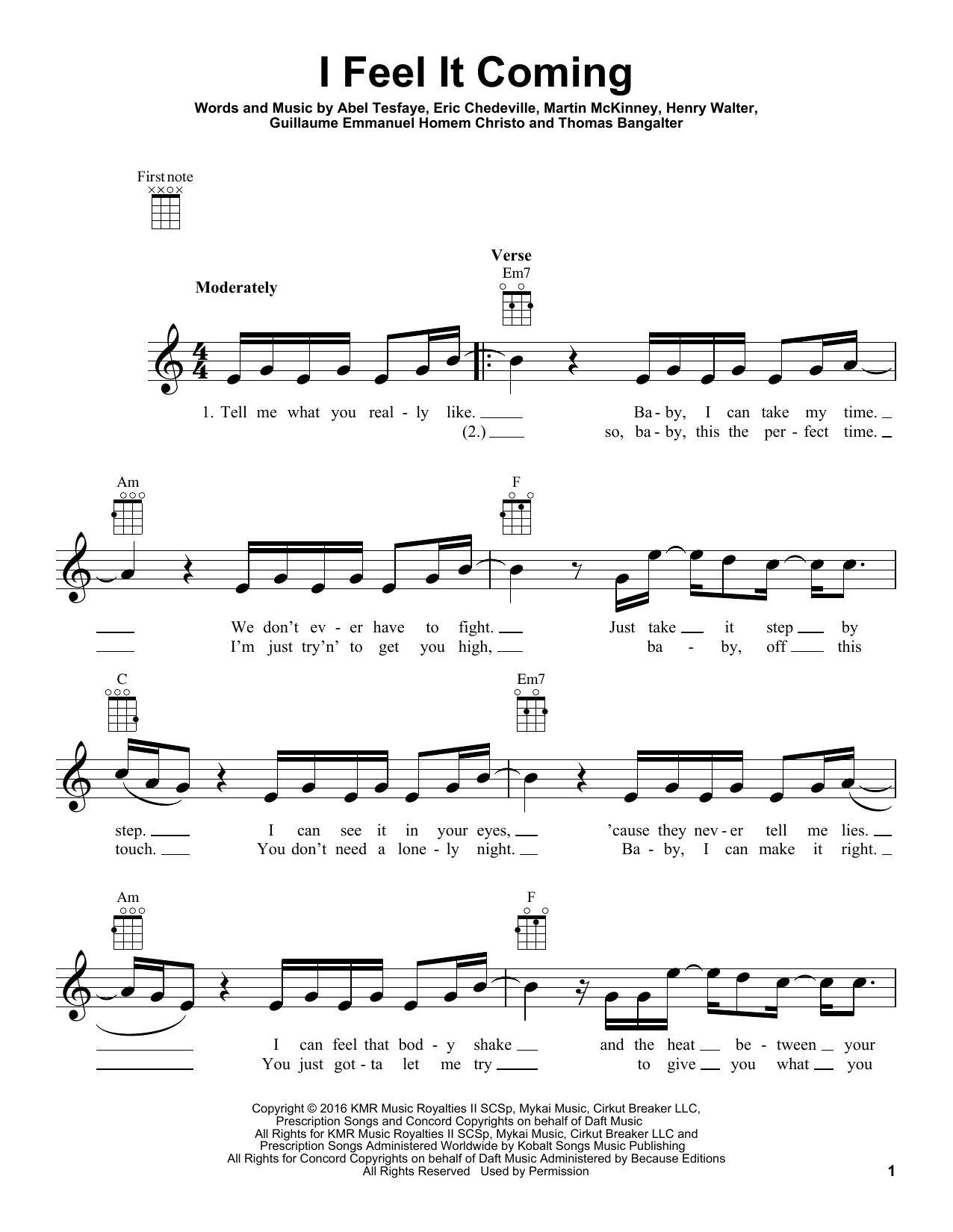 The Weeknd I Feel It Coming (feat. Daft Punk) Sheet Music Notes & Chords for Easy Piano - Download or Print PDF