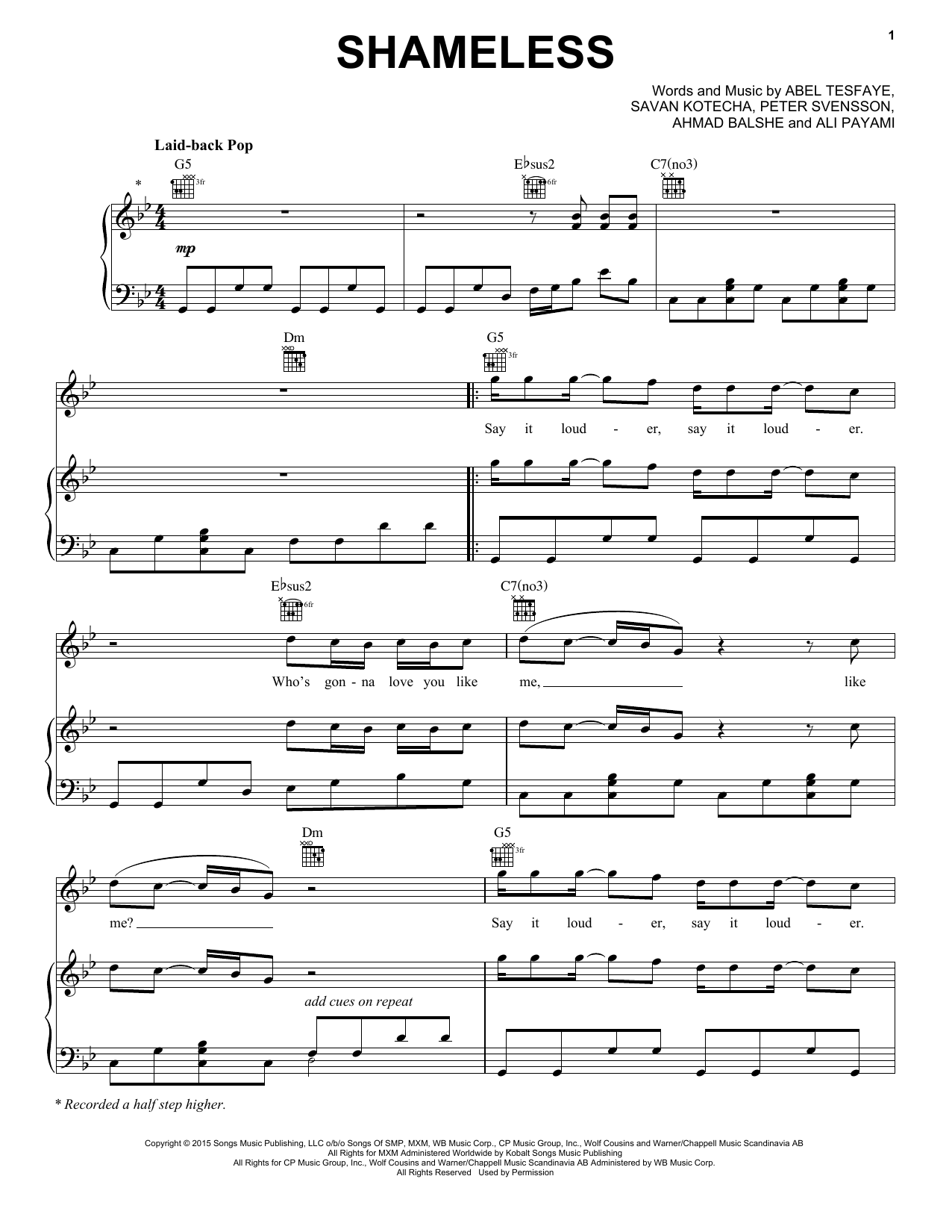 The Weeknd Shameless Sheet Music Notes & Chords for Piano, Vocal & Guitar (Right-Hand Melody) - Download or Print PDF The Weeknd Shameless Sheet Music Notes & Chords for Piano, Vocal & Guitar (Right-Hand Melody) - Download or Print PDF