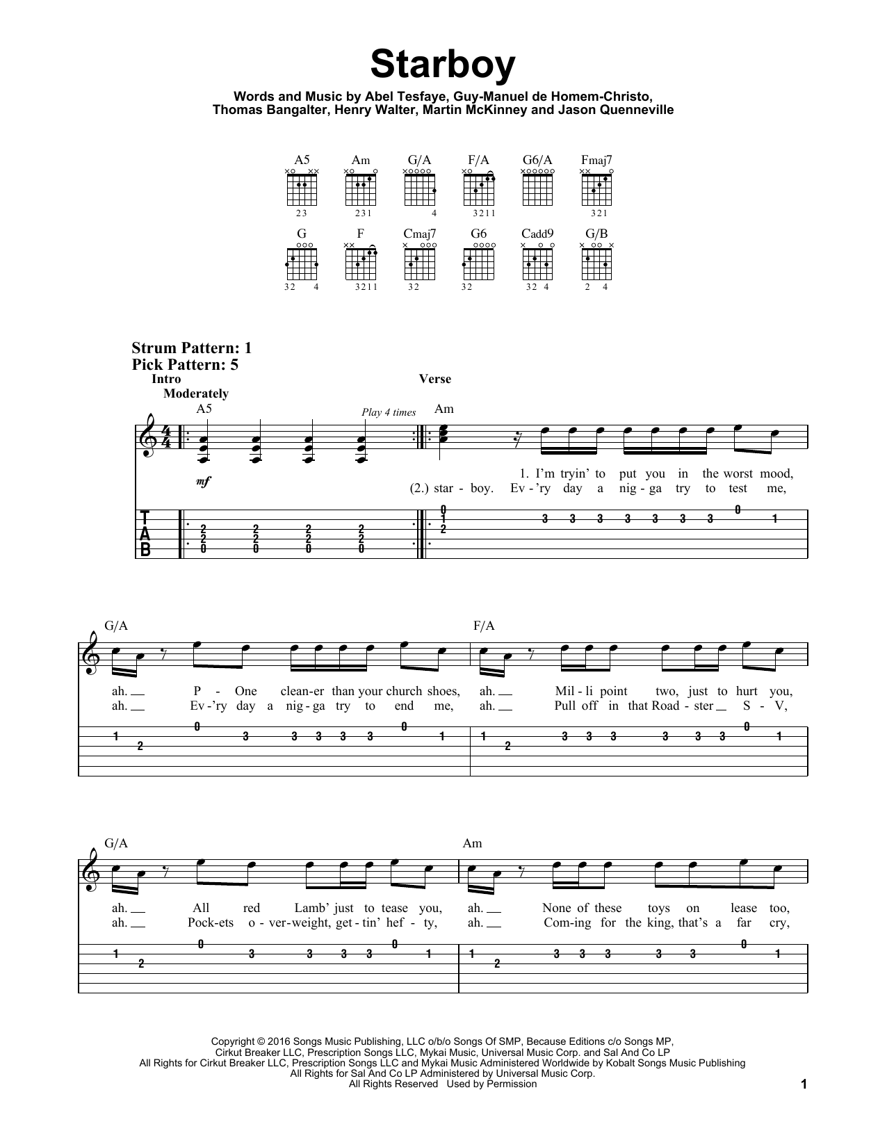 The Weeknd Starboy (feat. Daft Punk) Sheet Music Notes & Chords for Beginner Piano - Download or Print PDF