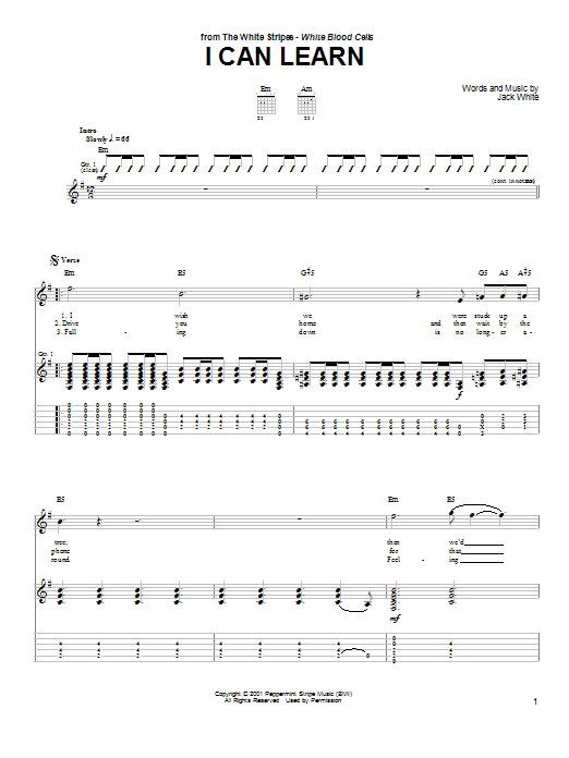 The White Stripes I Can Learn Sheet Music Notes & Chords for Guitar Tab - Download or Print PDF