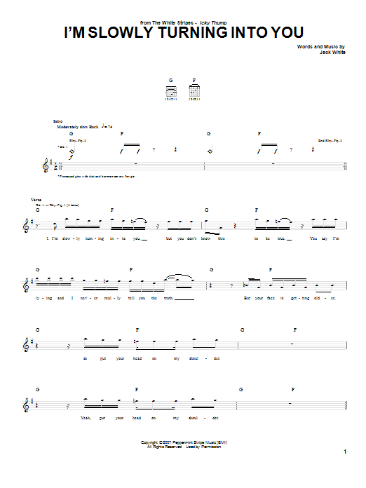 The White Stripes I'm Slowly Turning Into You Sheet Music Notes & Chords for Guitar Tab - Download or Print PDF