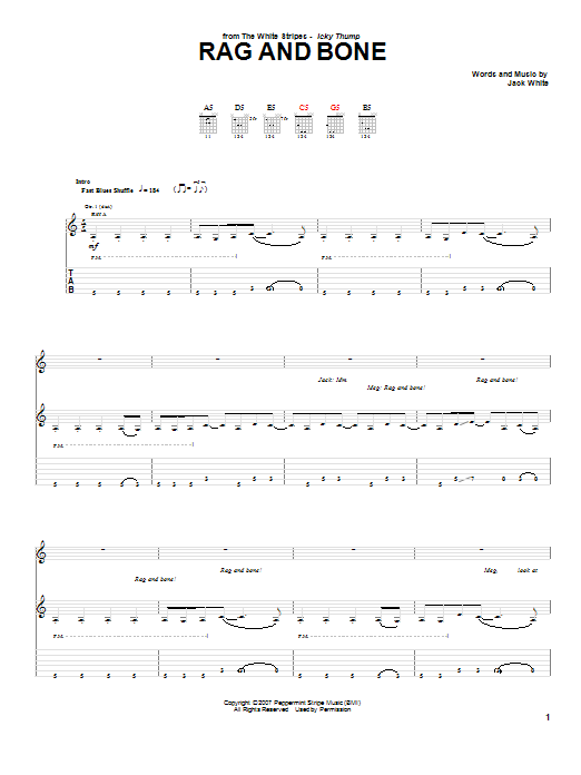 The White Stripes Rag And Bone Sheet Music Notes & Chords for Guitar Tab - Download or Print PDF