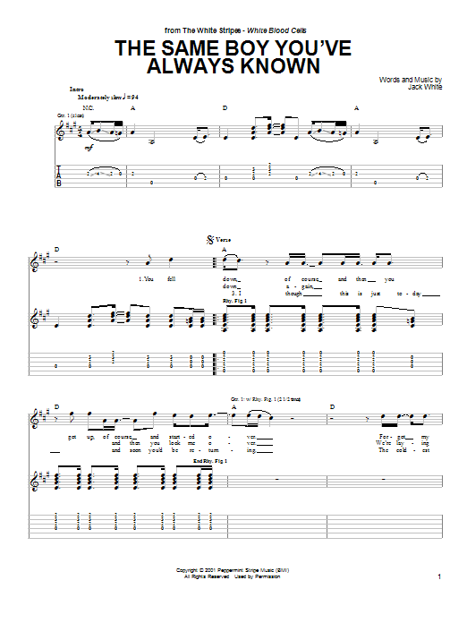 The White Stripes The Same Boy You've Always Known Sheet Music Notes & Chords for Guitar Tab - Download or Print PDF