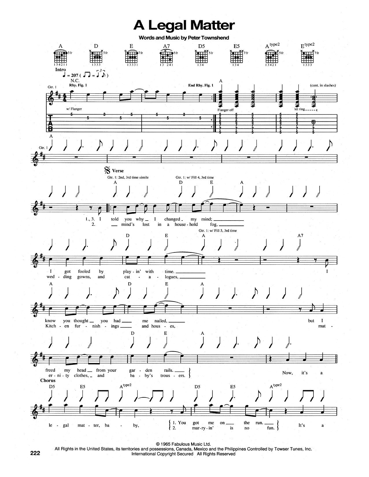 The Who A Legal Matter Sheet Music Notes & Chords for Guitar Tab - Download or Print PDF