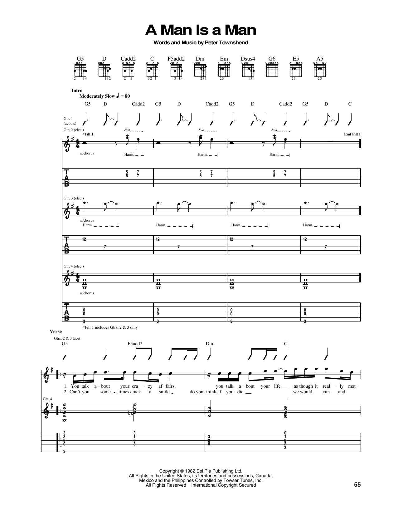 The Who A Man Is A Man Sheet Music Notes & Chords for Guitar Tab - Download or Print PDF