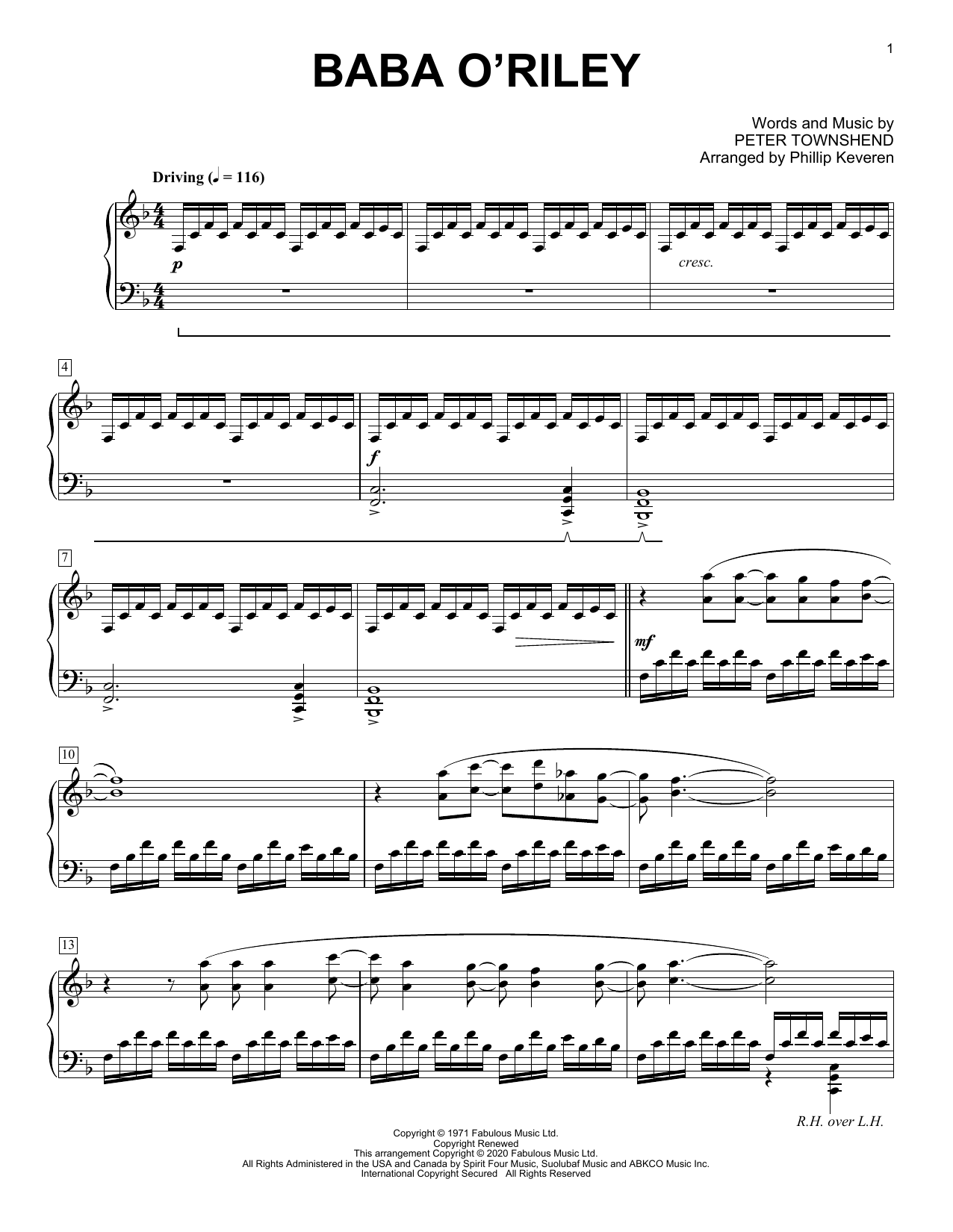 The Who Baba O'Riley [Classical version] (arr. Phillip Keveren) Sheet Music Notes & Chords for Piano Solo - Download or Print PDF