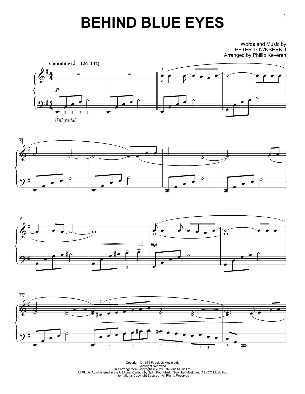 The Who Behind Blue Eyes [Classical version] (arr. Phillip Keveren) Sheet Music Notes & Chords for Piano Solo - Download or Print PDF