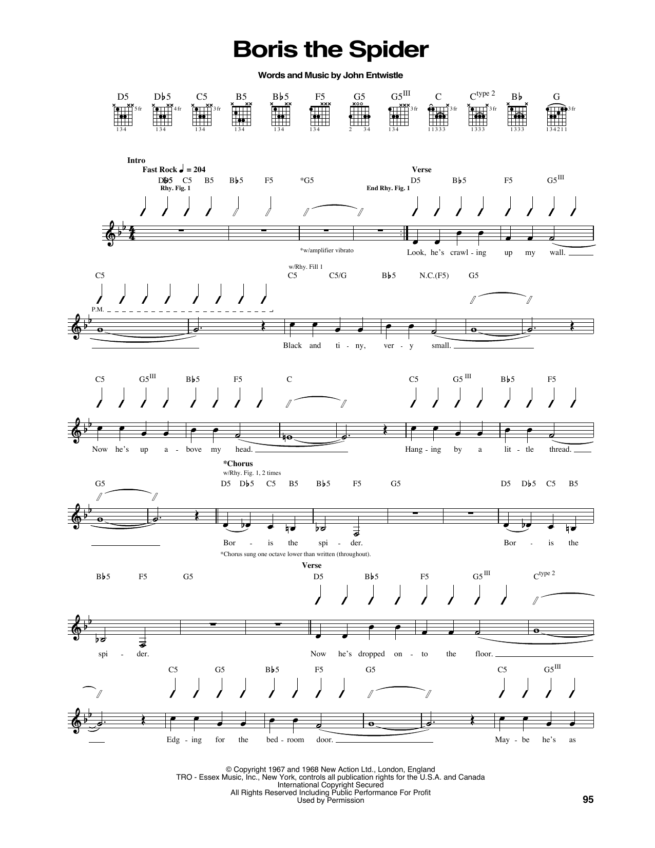 The Who Boris The Spider Sheet Music Notes & Chords for Guitar Tab - Download or Print PDF