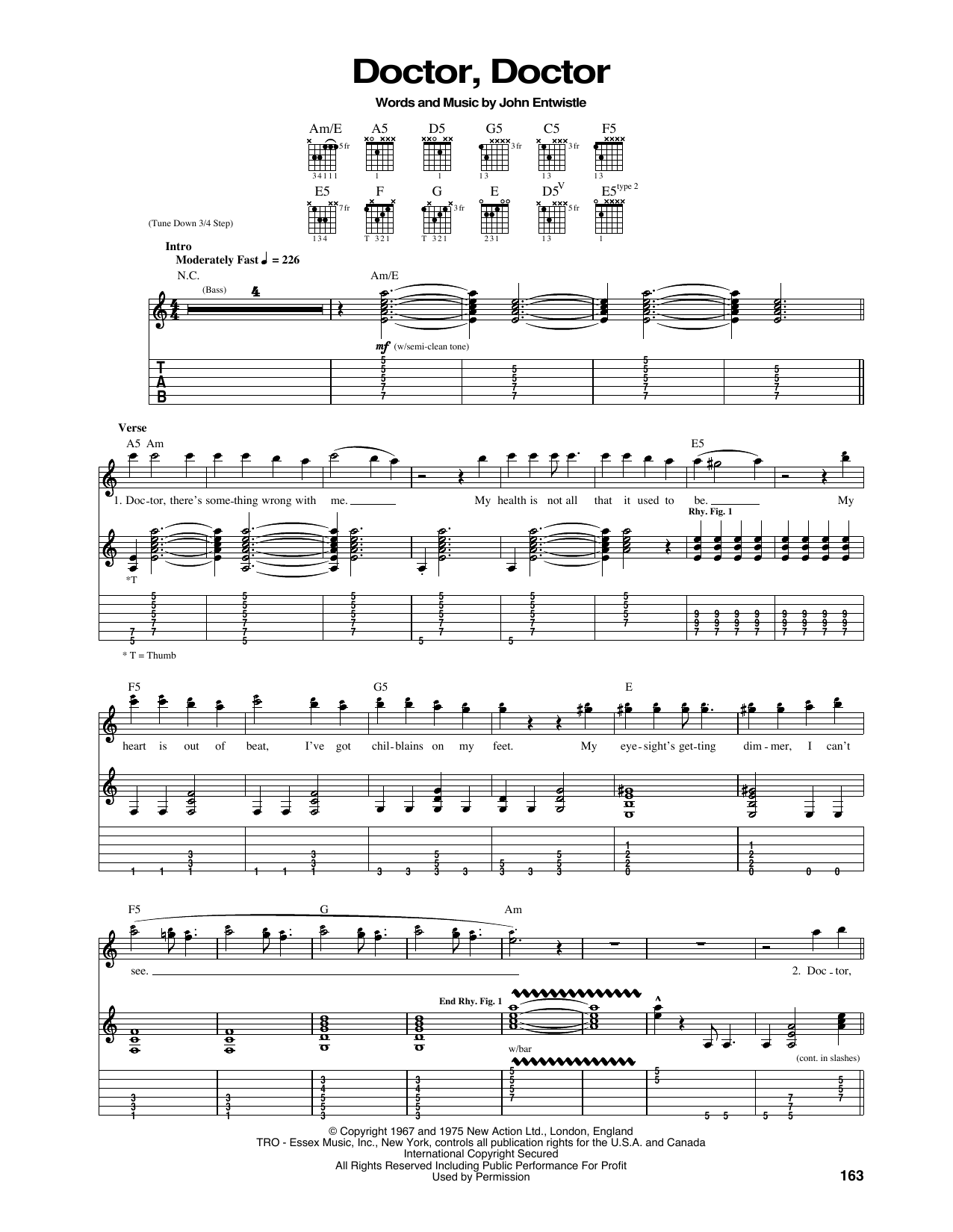 The Who Doctor, Doctor Sheet Music Notes & Chords for Guitar Tab - Download or Print PDF