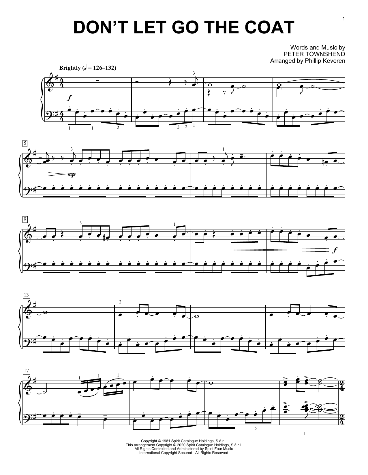 The Who Don't Let Go The Coat [Classical version] (arr. Phillip Keveren) Sheet Music Notes & Chords for Piano Solo - Download or Print PDF
