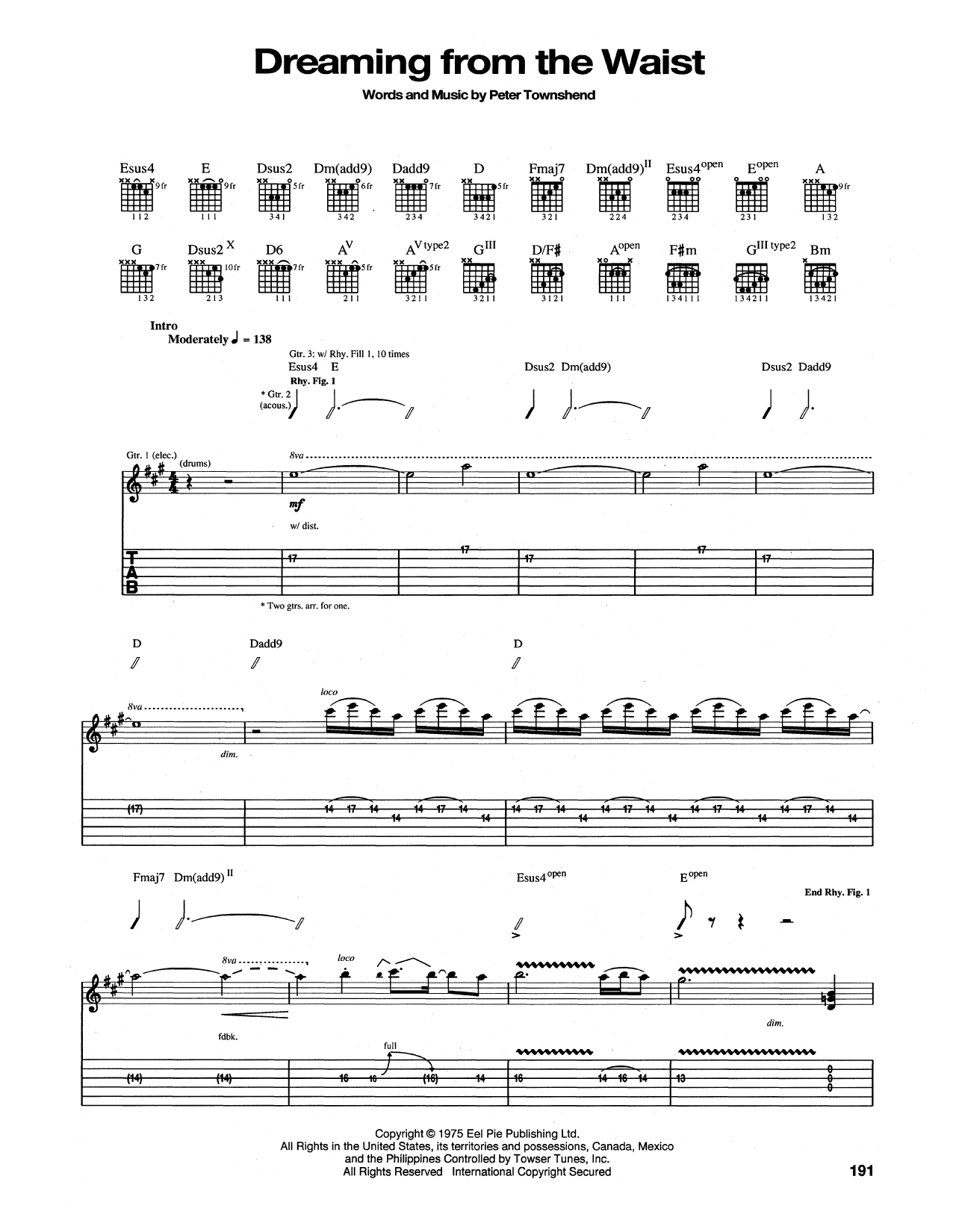 The Who Dreaming From The Waist Sheet Music Notes & Chords for Lyrics & Chords - Download or Print PDF