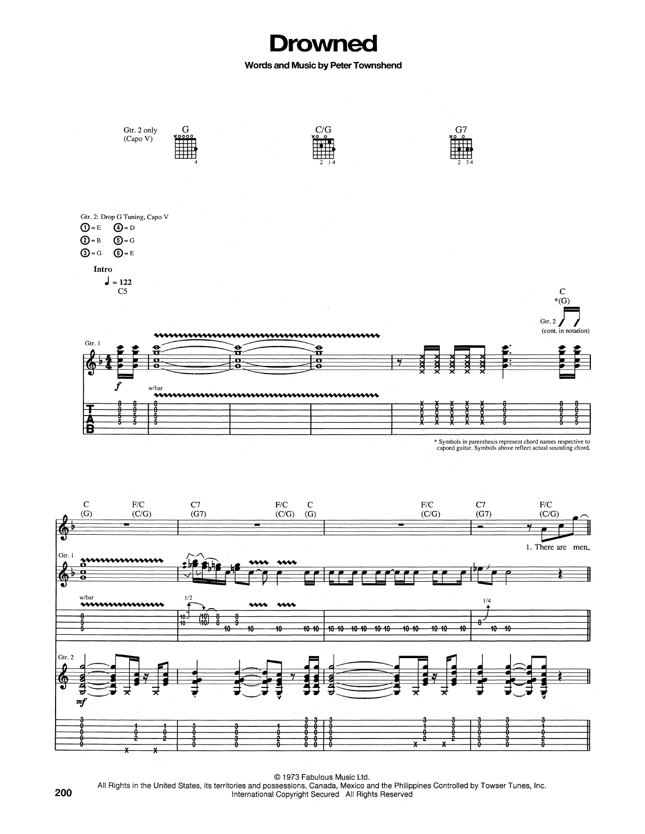 The Who Drowned Sheet Music Notes & Chords for Guitar Tab - Download or Print PDF