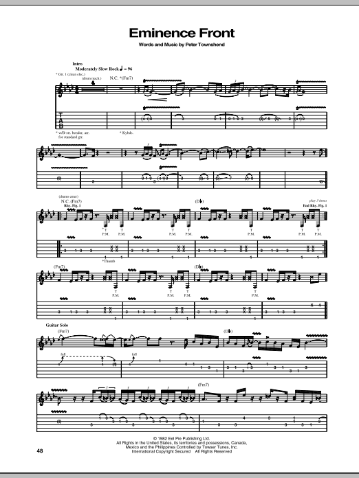 The Who Eminence Front Sheet Music Notes & Chords for Lyrics & Chords - Download or Print PDF