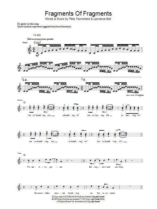 The Who Fragments Of Fragments Sheet Music Notes & Chords for Guitar Tab - Download or Print PDF