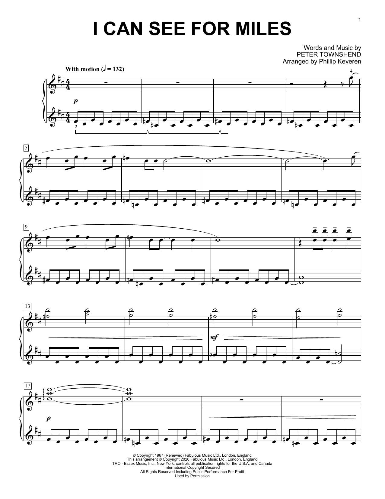 The Who I Can See For Miles [Classical version] (arr. Phillip Keveren) Sheet Music Notes & Chords for Piano Solo - Download or Print PDF