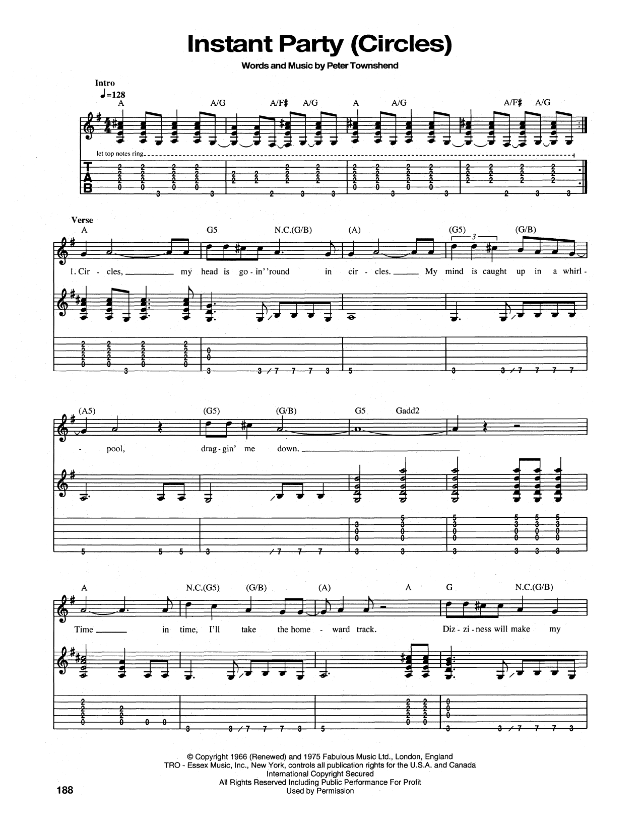 The Who Instant Party (Circles) Sheet Music Notes & Chords for Guitar Tab - Download or Print PDF
