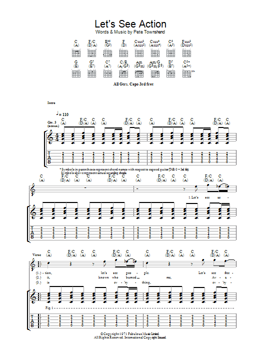 The Who Let's See Action Sheet Music Notes & Chords for Lyrics & Chords - Download or Print PDF