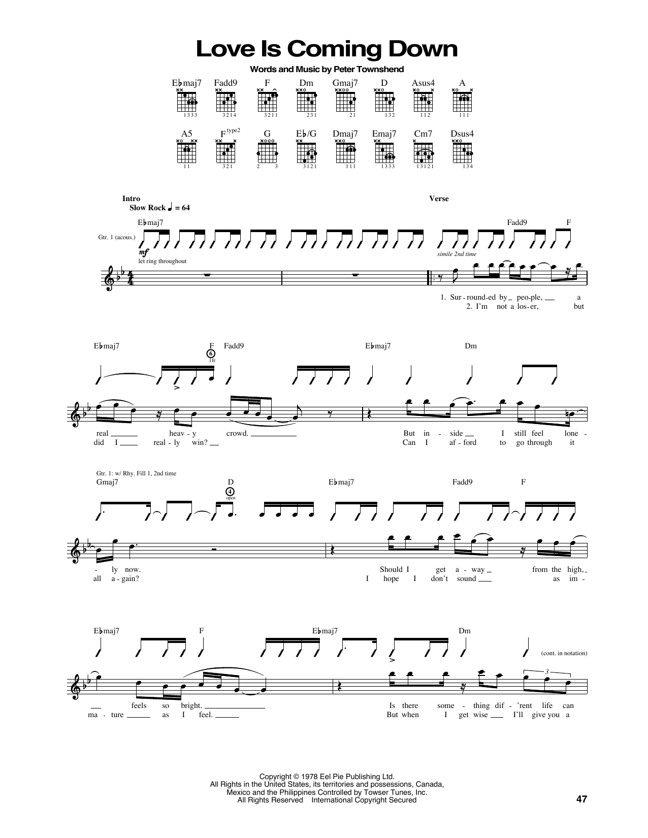 The Who Love Is Coming Down Sheet Music Notes & Chords for Guitar Tab - Download or Print PDF The Who Love Is Coming Down Sheet Music Notes & Chords for Guitar Tab - Download or Print PDF