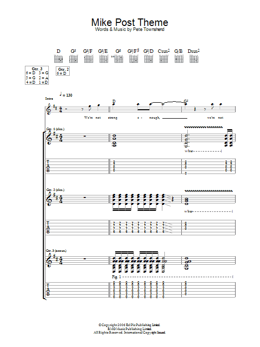 The Who Mike Post Theme Sheet Music Notes & Chords for Guitar Tab - Download or Print PDF