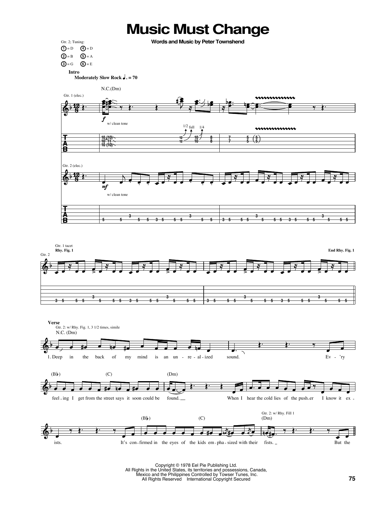 The Who Music Must Change Sheet Music Notes & Chords for Guitar Tab - Download or Print PDF The Who Music Must Change Sheet Music Notes & Chords for Guitar Tab - Download or Print PDF