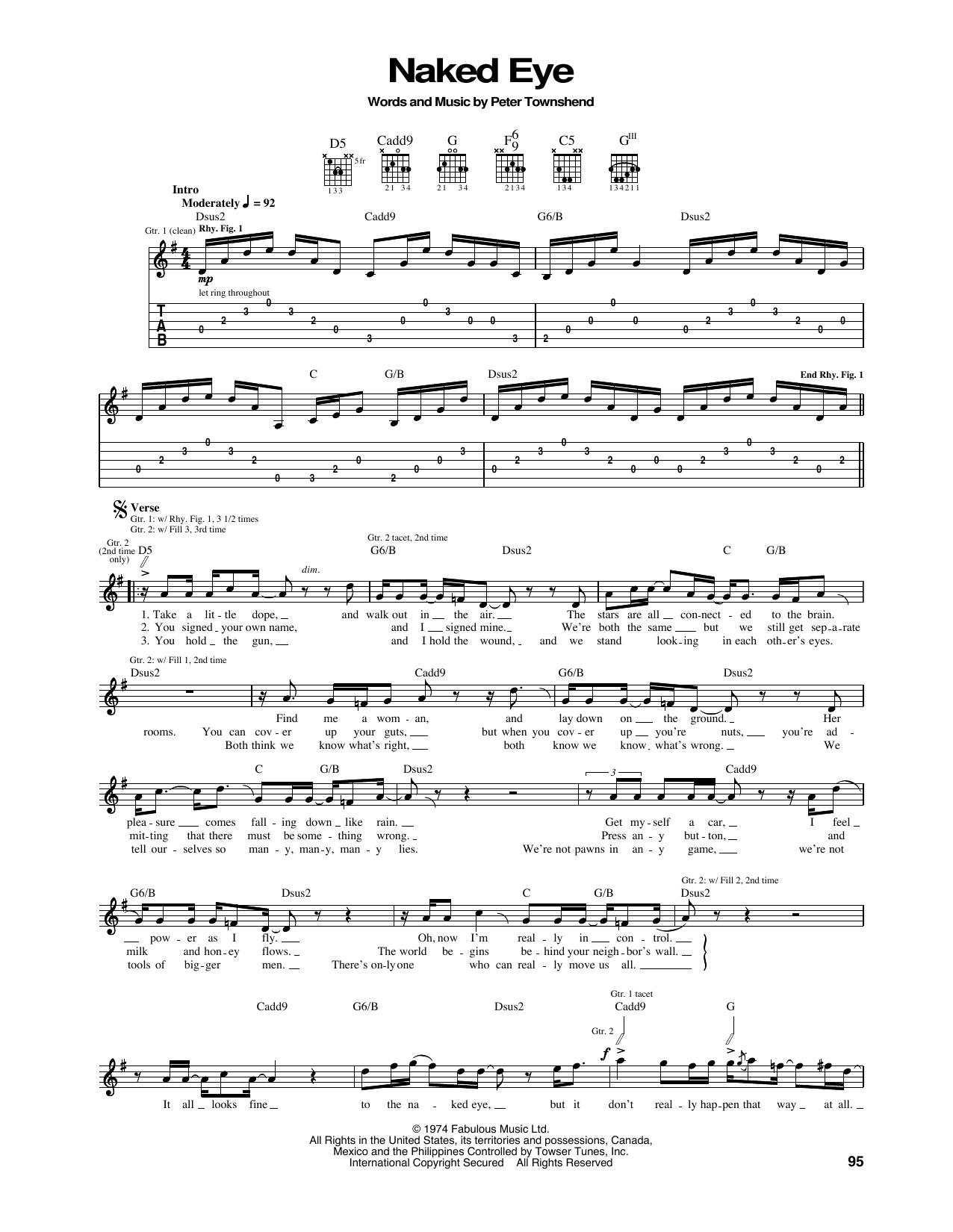The Who Naked Eye Sheet Music Notes & Chords for Guitar Tab - Download or Print PDF