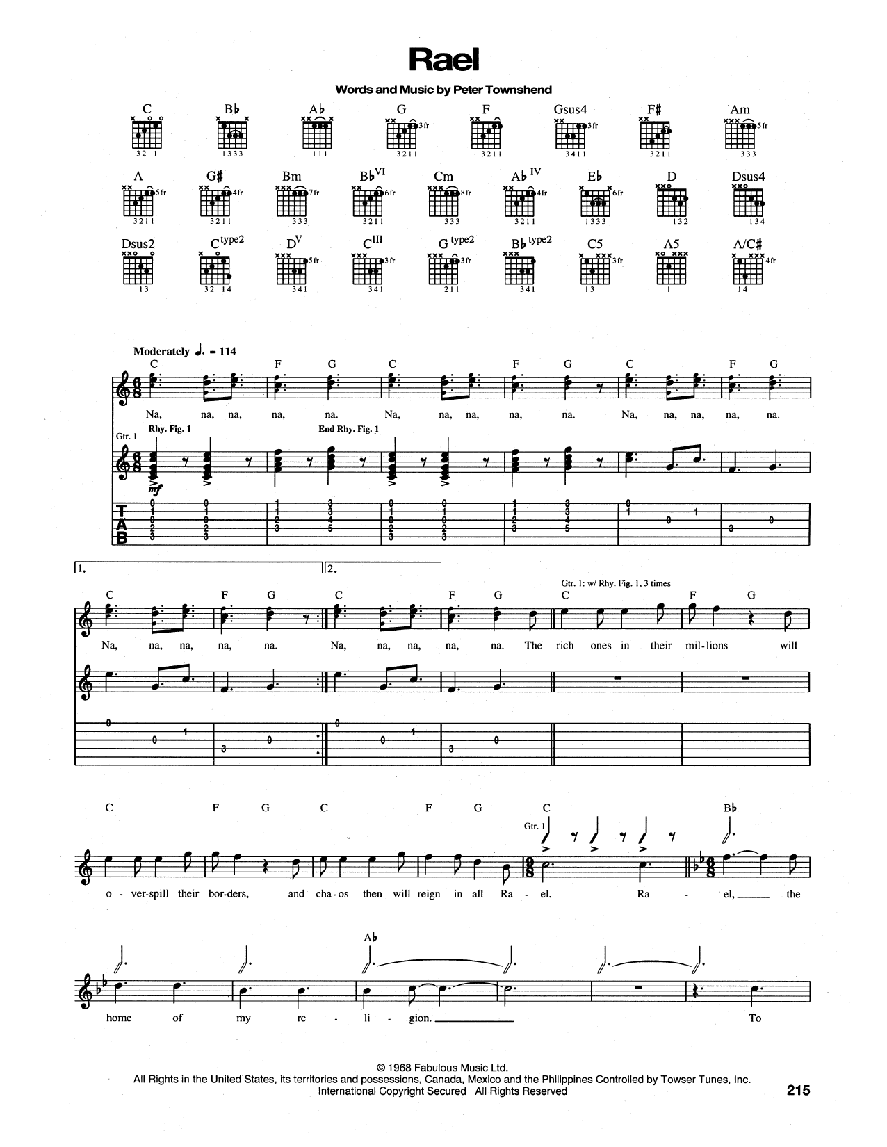 The Who Rael Sheet Music Notes & Chords for Lyrics & Chords - Download or Print PDF