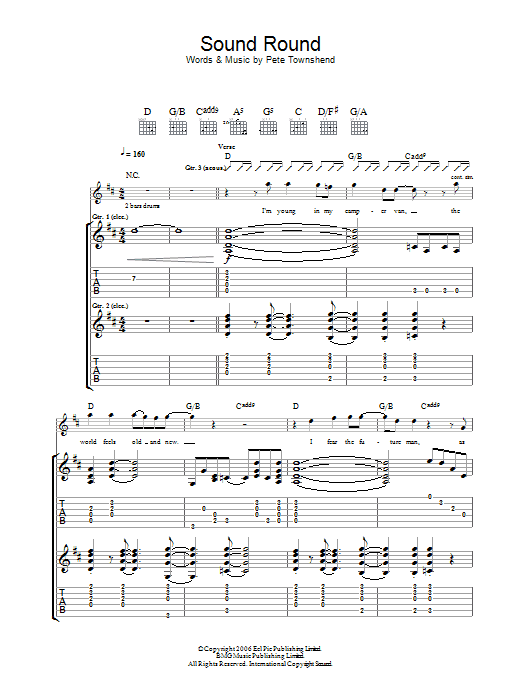 The Who Sound Round Sheet Music Notes & Chords for Guitar Tab - Download or Print PDF