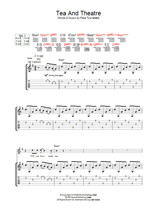 The Who Tea And Theatre Sheet Music Notes & Chords for Guitar Tab - Download or Print PDF