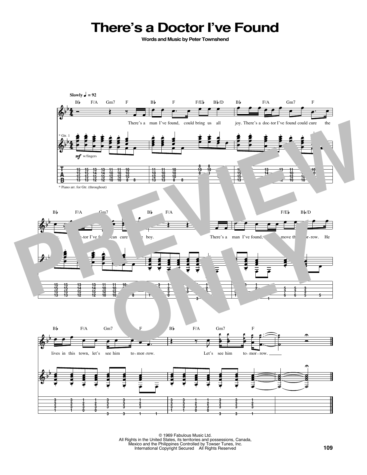 The Who There's A Doctor I've Found Sheet Music Notes & Chords for Guitar Tab - Download or Print PDF