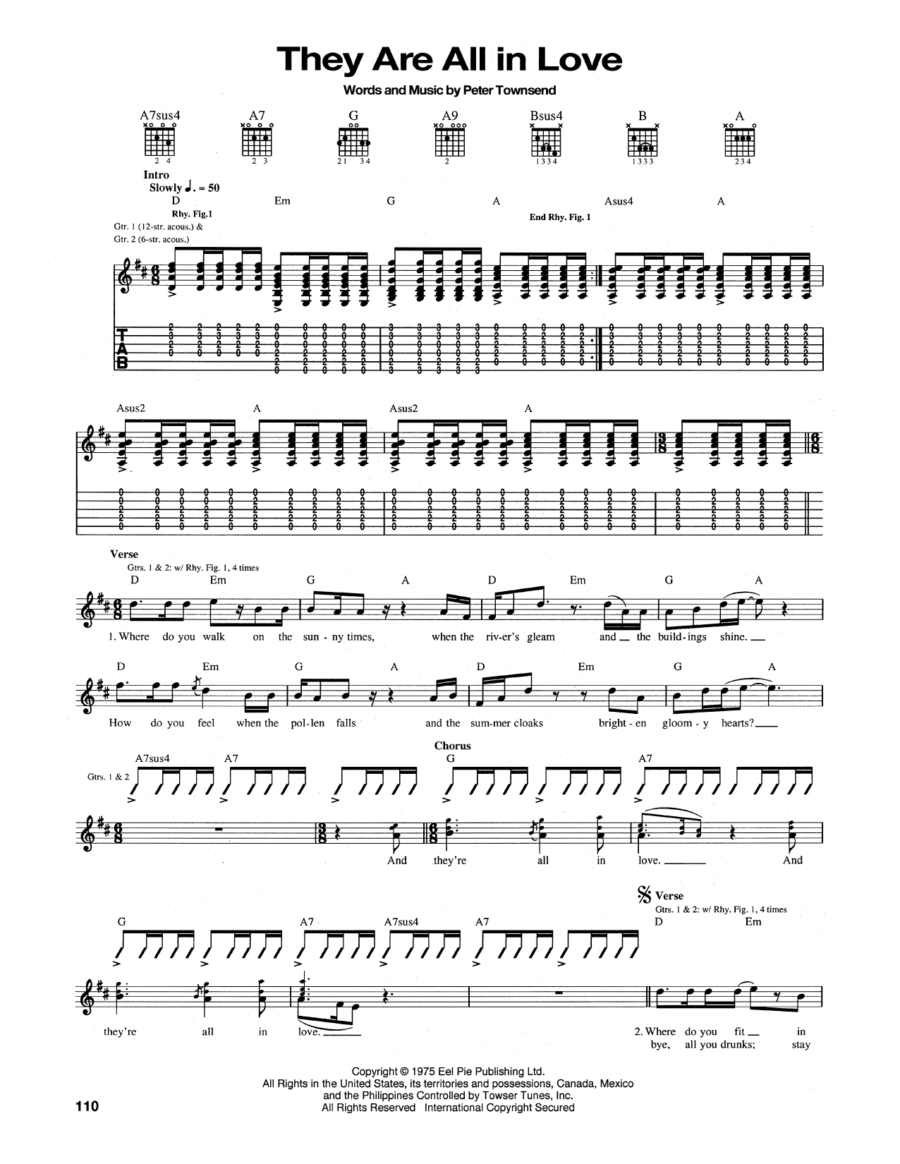 The Who They Are All In Love Sheet Music Notes & Chords for Guitar Tab - Download or Print PDF