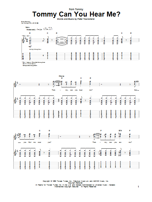 The Who Tommy Can You Hear Me? Sheet Music Notes & Chords for Guitar Tab - Download or Print PDF