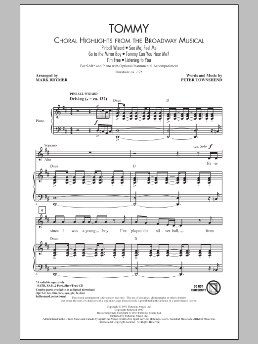 The Who Tommy (Choral Highlights from the Broadway Musical) (arr. Mark Brymer) Sheet Music Notes & Chords for 2-Part Choir - Download or Print PDF