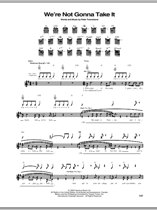 The Who We're Not Gonna Take It Sheet Music Notes & Chords for Guitar Tab - Download or Print PDF