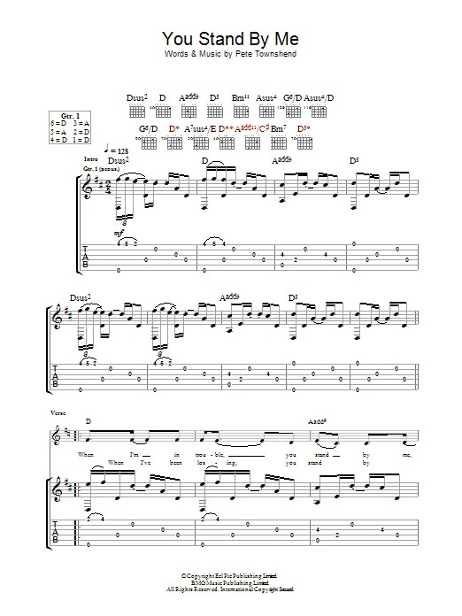 The Who You Stand By Me Sheet Music Notes & Chords for Guitar Tab - Download or Print PDF